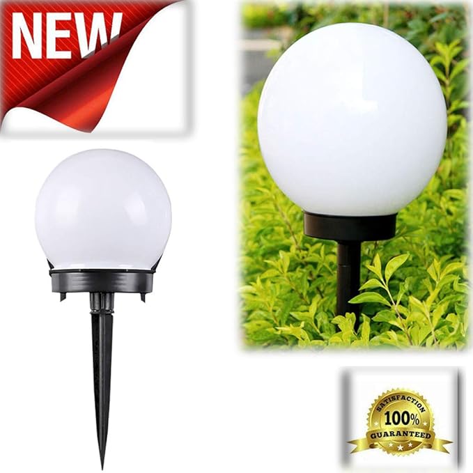 Solar Garden Lights, LED Solar Powered Globe Lights, White, Plastic, Waterproof, Outdoor Use Only