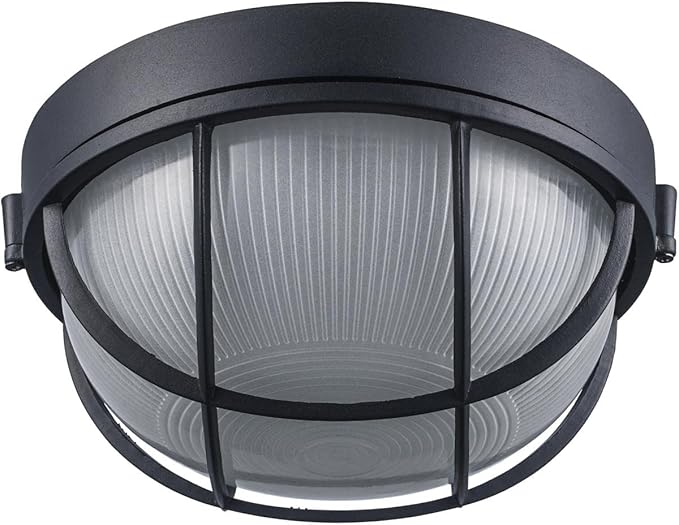 Trans Globe Lighting 41515 BK Aria Collection 11 Inch One Light Outdoor Ceiling Lantern Style Flush Mount I White Finish I Traditional Style Light Fixture I