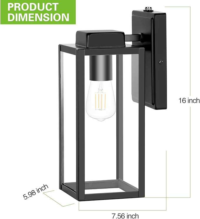 Large Outdoor Wall Light, 16 Inch Outdoor Wall Lantern, Dusk to Dawn Exterior Waterproof Wall Sconce, Anti-Rust | Lumora