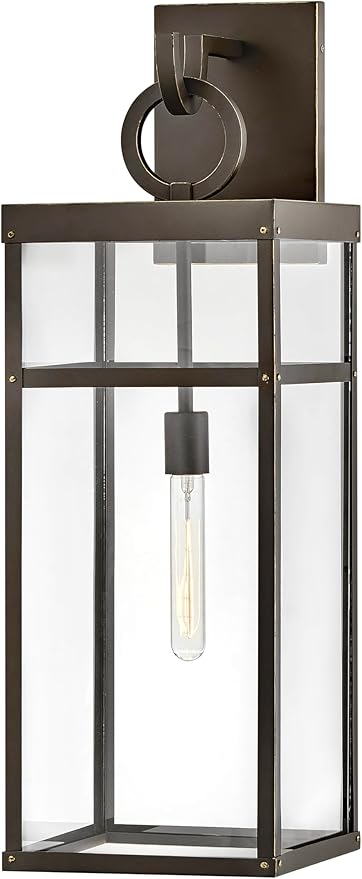 Hinkley Porter Collection One Light Extra Large Outdoor Wall Mount Lantern, Oil Rubbed Bronze