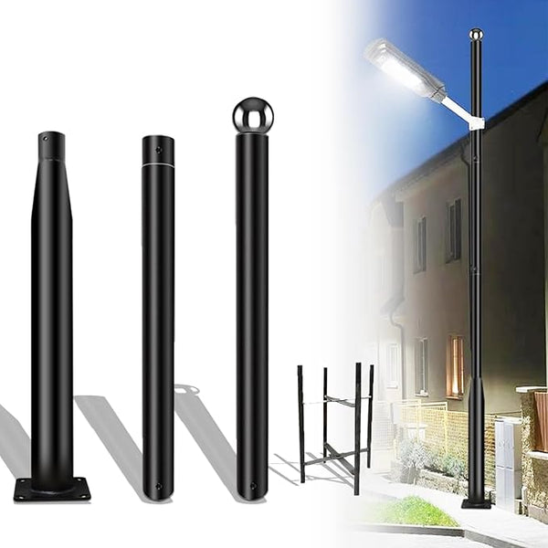 10Ft Tall Street Light Pole - Outdoor Metal Split Heavy Duty Street Lamp Post for Outside Large Solar Street Lights | Lumora