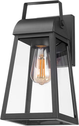 GLOBE Electric 60000029 1-Light Outdoor Wall Sconce, Matte Black, Clear Glass Shade, Porch Light, Wall Lights for | Lumora