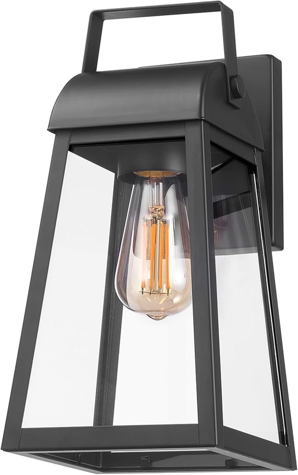 GLOBE Electric 60000029 1-Light Outdoor Wall Sconce, Matte Black, Clear Glass Shade, Porch Light, Wall Lights for | Lumora