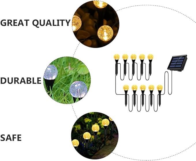 POPETPOP Solar Garden Path Lights 10pcs Warm White Decorative Outdoor Lawn Lamps Solar-Powered Landscape Lighting for Patio and Yard