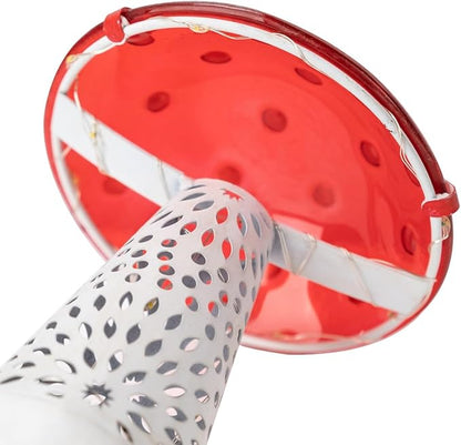 Giant Red Mushroom Solar Light - 12''H Glass and Metal Outdoor Decor Stake Light, 3-PACK, Large