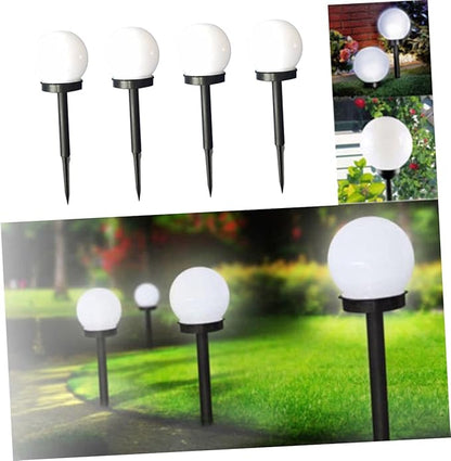 Veemoon 4pcs Solar Energy Lawn Lamp Round Ball Shape Plug in Garden Lamp No Electricity Required Solar Led Lights for Outdoor Use