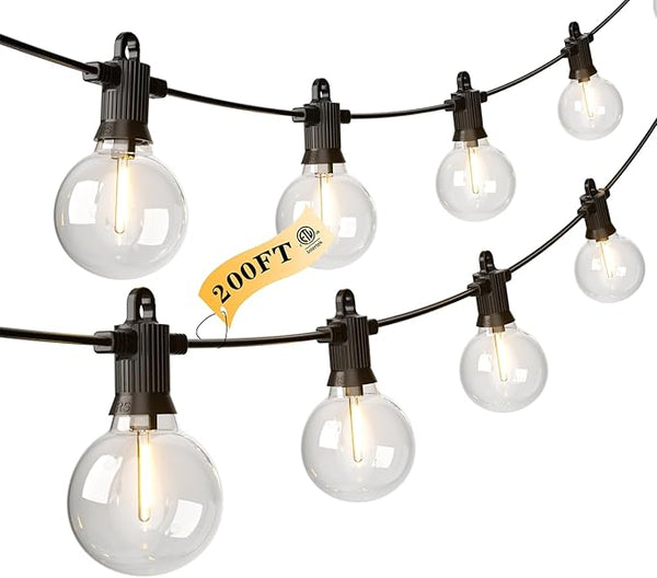 Kawaya 200FT Outdoor String Lights - LED Waterproof Patio Light for Outside with 100+4 G40 Globe Blubs | Lumora