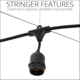 30-ft 10 Suspended Sockets E26 Commercial Patio Light Stringer, Heavy Duty - Outdoor Security Flood Light | Lumora