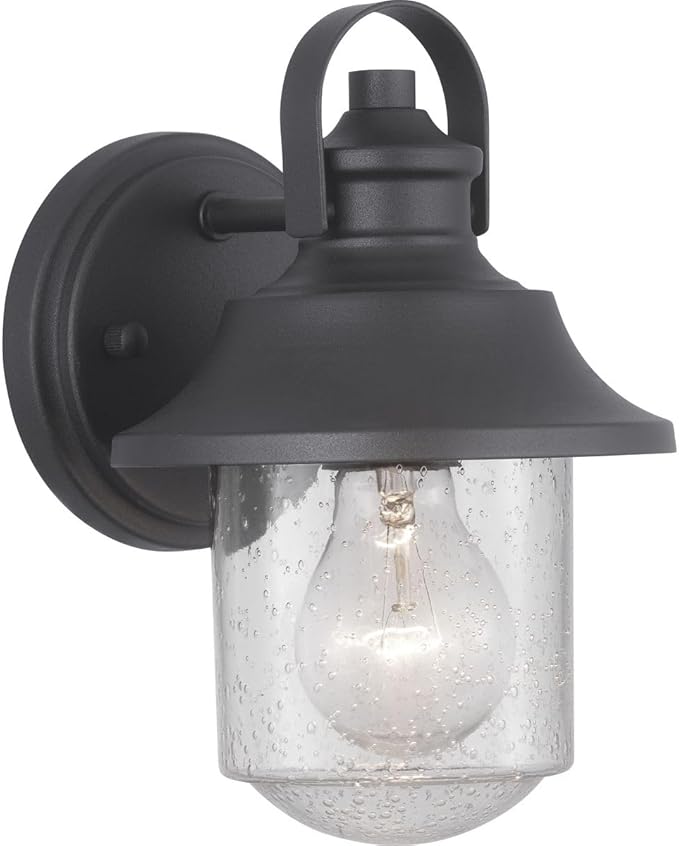 Progress Lighting Weldon Collection 1-Light Clear Seeded Glass Farmhouse Outdoor Small Wall Lantern Light Textured | Lumora