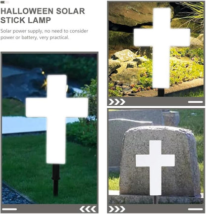 Uonlytech Solar Cross Garden Light, Cross Shaped Memorial s Cemetery Decorations for Grave Outdoor, Remembrance Halloween Decor