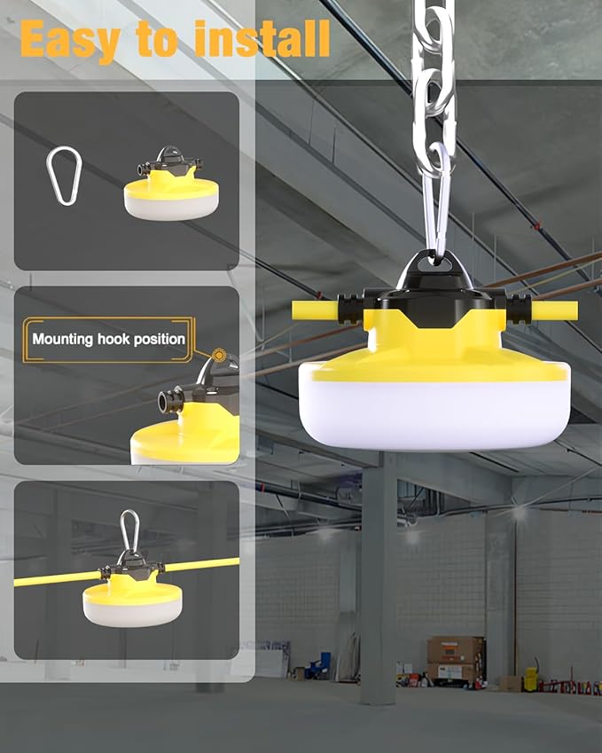 100FT LED Construction String Lights 3 Prong, 130W 16000Lm LED String Work Lights - Outdoor Security Flood Light | Lumora