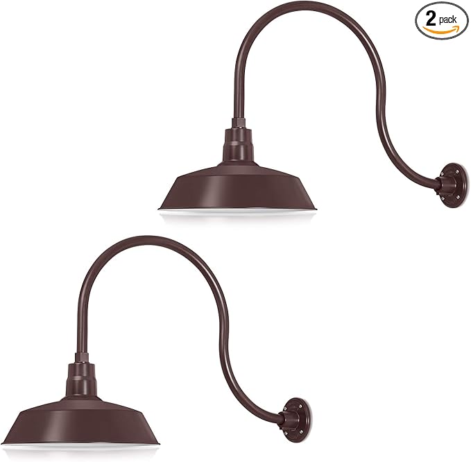 14in. Architectural Bronze Outdoor Gooseneck Barn Light Fixture With 24in. Long Extension Arm - Wall Sconce | Lumora