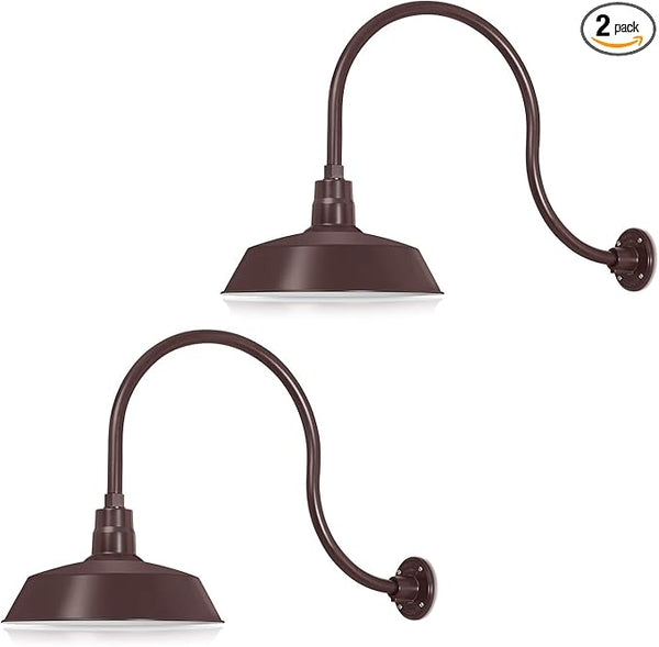 14in. Architectural Bronze Outdoor Gooseneck Barn Light Fixture With 24in. Long Extension Arm - Wall Sconce | Lumora