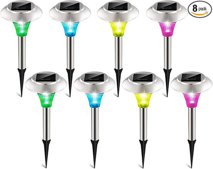 KOCASO Solar Lights Outdoor Decorative, 8 Pack Solar Garden Lights Stakes, Flower Bed Decorations Mosaic, Decor for Path, IP44 Waterproof for Yard Driveway Walkway