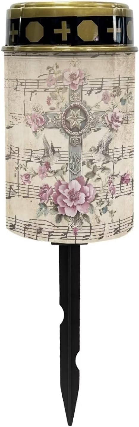 Cross Music Note Garden Solar Light, Grave Solar Lights for Cemetery, Waterproof, Solar Powered, Easy to Install, Decorate Lawn, Patio, Fence, Backyard