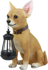 Ebros Picante Mexican Chihuahua Dog Decor Path Lighter Statue 12.5" Tall with Solar LED - Garden Figurine Light | Lumora