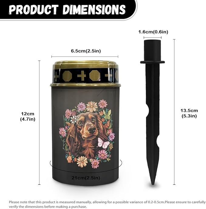 Dog Floral Cemetery Solar Lights Flameless Memorial Lighting Grave Path Light Waterproof Outdoor Solar Garden Lights for Cemetery Grave Memorials