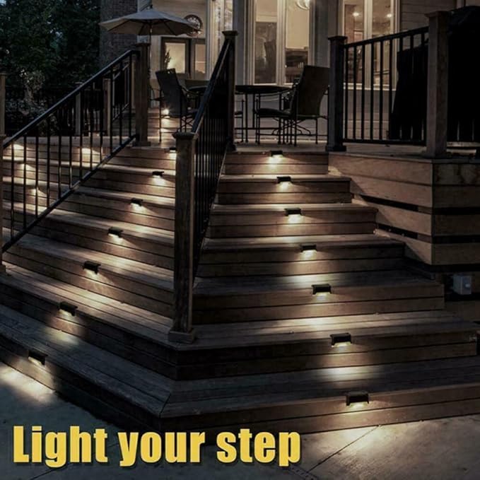 anso 4pcs LED Solar Deck Lights Waterproof Outdoor Gardens Pathway Lamps Fences Ladder Light (4pcs Black) | Lumora