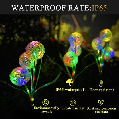 Solar Lights Outdoor, Decorative Animal & Flower Shaped Landscape Lights with Warm/Colorful LED, Auto On/Off Waterproof Solar Powered Decor for Yard Lawn Patio Gift Idea (Colorful-Dandelion-2pack)