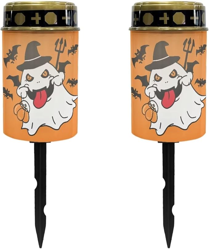 Halloween Solar Lights Outdoor Waterproof 2 Pcs Cemetery Solar Lights Solar Lights for Cemetery Gravesite Solar Angels for Cemetery Grave
