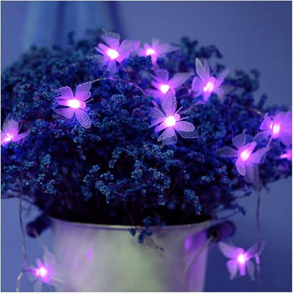 Butterfly String Lights,AMZSTAR Waterproof 20FT 30LED Butterfly Solar Light Outdoor Solar Rope Lights Fairy Light Decorative Garden Lights for Cafe Patio Party Garden Wedding (Purple)