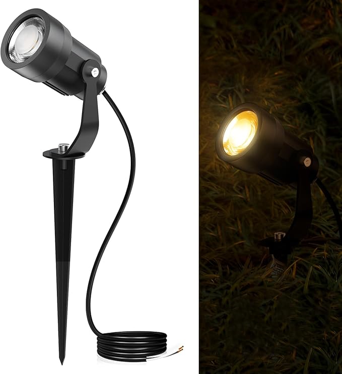 Low Voltage Landscape Lighting, 6W 3000K LED Outdoor Spotlights Landscape Lights, 12V-24V AC/DC Waterproof for Garden, House, Yard, Trees, Pathway, 1 Pack