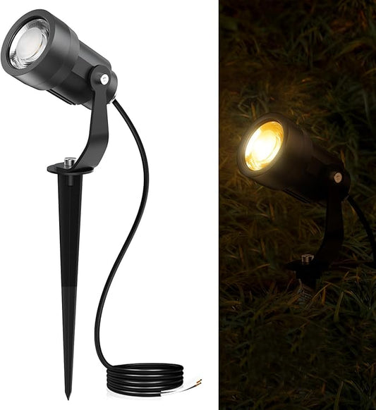 Low Voltage Landscape Lighting, 6W 3000K LED Outdoor Spotlights Landscape Lights, 12V-24V AC/DC Waterproof for Garden, House, Yard, Trees, Pathway, 1 Pack