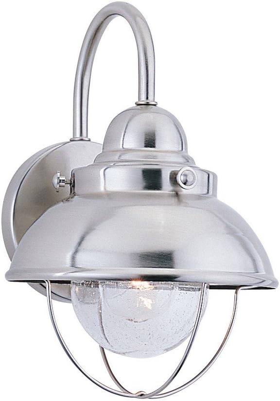 Generation Lighting 8870-98 Sebring Transitional One - Light Outdoor Wall Lantern Outside Fixture, Brushed Stainless Finish