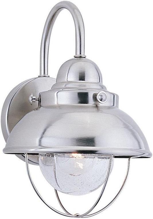 Generation Lighting 8870-98 Sebring Transitional One - Light Outdoor Wall Lantern Outside Fixture, Brushed Stainless Finish