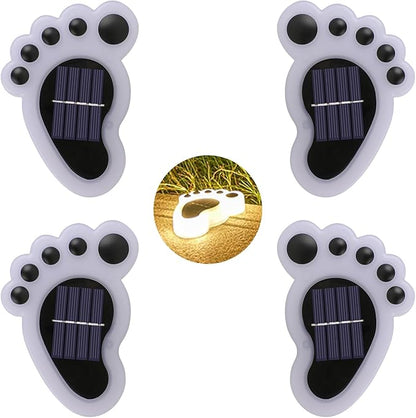 Led Footprint Solar Lights(Warm White),Waterproof Outdoor Gardent Lights, Lawn Landscape Path Lights(4-Pack)