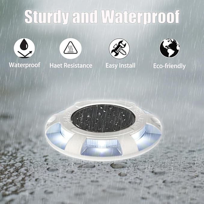 6 Pack Solar Driveway/Solar Deck Marine/ LEDs Dock Lights Solar Powered Warning Step Light Outdoor Waterproof with | Lumora