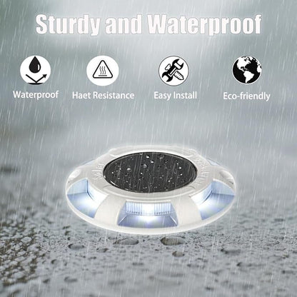 6 Pack Solar Driveway/Solar Deck Marine/ LEDs Dock Lights Solar Powered Warning Step Light Outdoor Waterproof with 600mAh Battery Auto-on Pathway Markers for Garden Steps Walkway Yard (White, Pack, 6)
