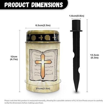 Bible Solar Light Outdoor Waterproof Lantern Walkway Solar Powered Cross Flameless Candle Led Light Solar Lights for Cemetery Grave Decoration Solar Powered Cemetery Light