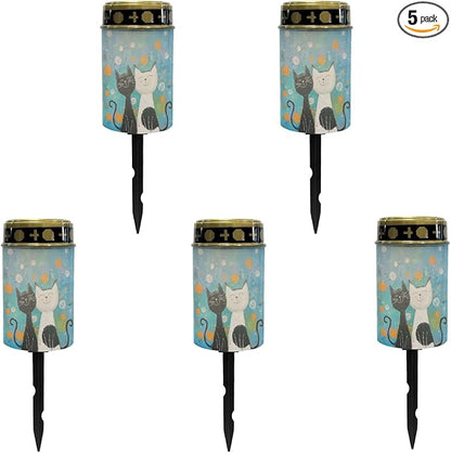 Cartoon Cat Solar Lights Outdoor Solar Garden Stake Lights Outdoor Powered Landscape Lighting Warm White LED Solar Lantern Solar Fairy Lights for Outside,Wall Light Auto On/Off