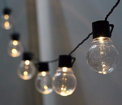 Solar Bulb String Lights,MUEQU 16ft Globe String Lights with 20 Clear Bulb Light,Waterproof Solar Decoration Lights for Backyard Patio Umbrella Deck Bistro Cafe Porch Wedding Party Light (Warm whtie)