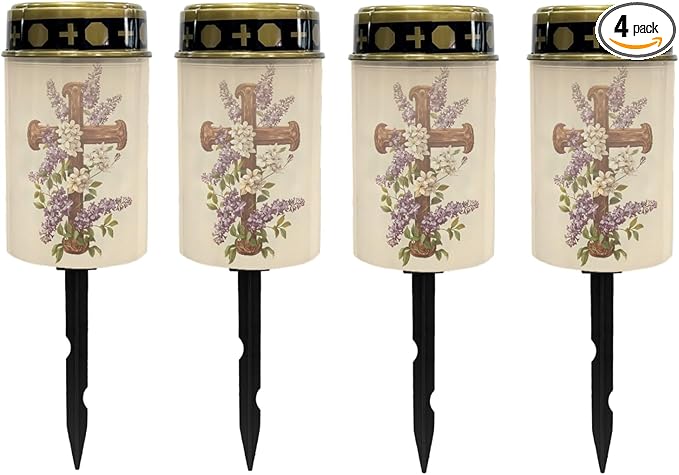 Solar Lights Outdoor Grave Crosses for Cemetery,Solar Garden Stake Lights Outdoor Powered Landscape Lighting Warm White Solar Lantern Solar Fairy Lights for Outside,Wall Light Auto On/Off