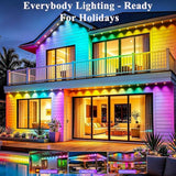 150FT Permanent Outdoor Lights, Smart RGB+IC Eaves Lights for House, App & Remote Control, LED Roofline Lights, Waterproof Exterior House Lights for Year-Round Christmas & Holiday Lighting