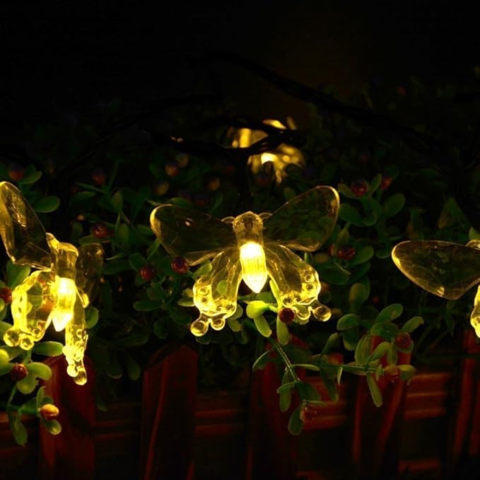 Solar String Lights, Waterproof 16ft 20LED Butterfly Christmas Fairy Lights Decorative Lighting for Home Party Wedding Patio Garden Porch Balcony (Warm White)