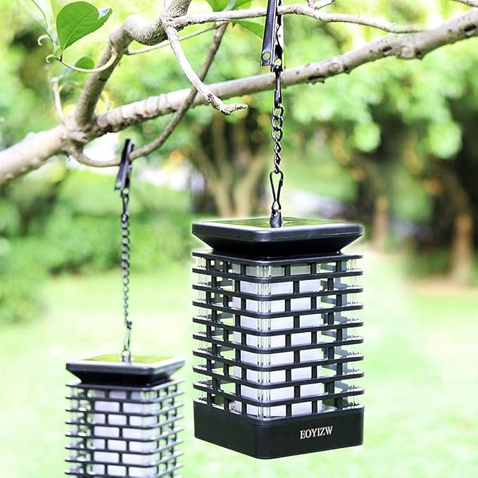 EOYIZW Solar Lights Outdoor, 99 LEDs Flickering Flame Lantern for Garden Decor- 2 Pack Waterproof Solar Garden | Lumora