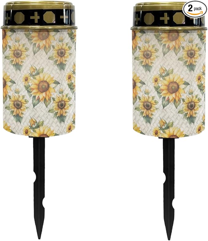 Sunflower Outdoor Solar Garden Stake Lights Pathway Lights Landscape Lighting for Yard Patio Warm Solar Lantern Solar Walkway Lights Wall Light Auto On & Off