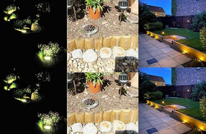Solar In-Ground Lights Outdoor 8 LED Disk Light Solar Powered Landscape Path Lights for Garden Lawn Yard Patio Pool Patio Deck Driveway Walkway Pathway,Silver Finish,4 Pack (Warm White)