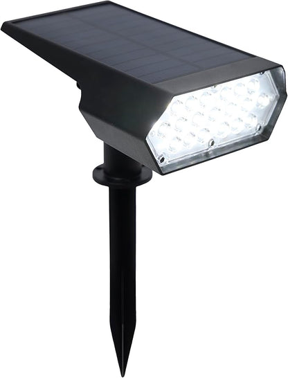 Alpine Corporation 11" Tall Outdoor Solar Pathway Spotlight Stake with Bright White LED Light, Black