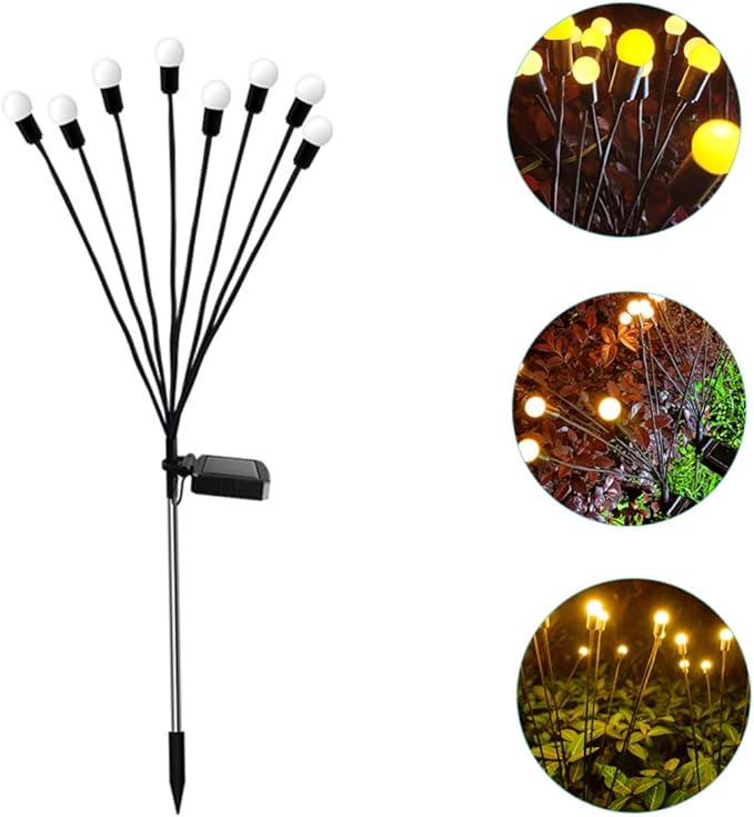 Veemoon Solar-Powered LED Garden Lights 8-Piece Outdoor Decorative Landscape Lighting Waterproof Solar Pathway Lights for Yard Patio and Festival Decor