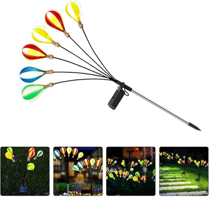 2pcs Solar Powered Hot Air Balloon LED Stake Lights for Outdoor Garden Lawn, Decorative Solar Pathway Lights with Firefly Effect for Patio and Camping