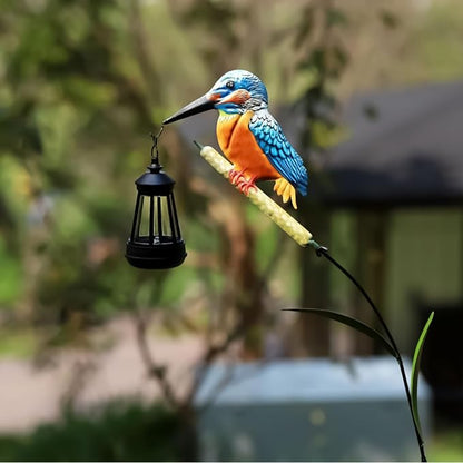 Solar Statues Outdoor Waterproof - Kingfisher Solar Light Figurine,Waterproof Walkway Lantern | for Garden Yard Patio Backyard Porch Lawn Walkway Courtyard Outdoor Landscaping