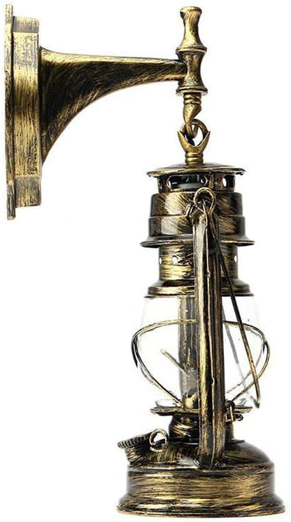 FIKNEE Rustic Wall Sconce Lighting - Antique Vintage Lantern Light Fixture for Porch, Garden, Yard - Retro Outdoor Lamp (Green)