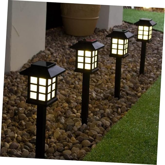 NUOBESTY 5pcs Solar Ground Lamp Outdoor Solar Pathway Lights Landscape Black Warm Light for Garden Driveway