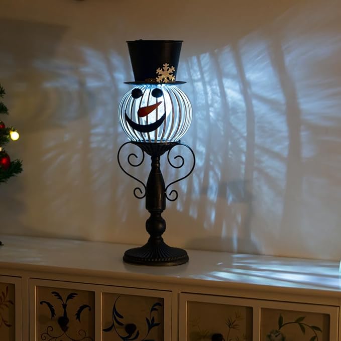 Christmas Snowman Outdoor Lantern, Solar Lantern Waterproof Landscape Path Lights for Garden, Patio, Xmas Holiday Party Decor