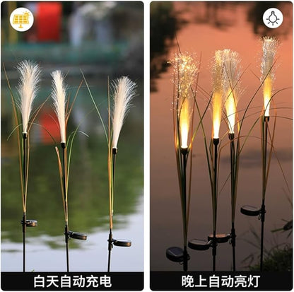 2 PCS Outdoor Solar Lights,Solar Fiber Optic Reed Light,Led Landscape Lamp,Outdoor Simulation Flower Landscape Courtyard Decoration Light for Garden,Walkway, Patio
