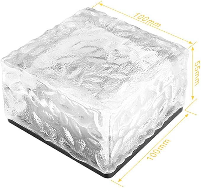 Solar Glass Brick Lights, LED Brick Lights for Garden Landscape Path, Ice Cube Rocks Solar Lamp,Blue